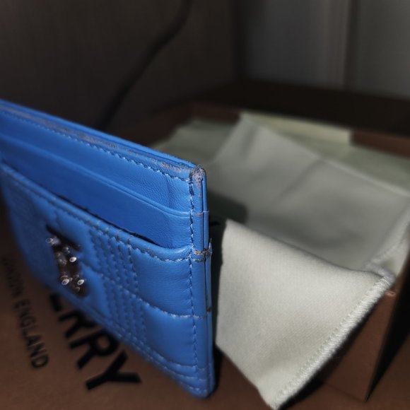 BURBERRY Lola Card Case Bright Sky Blue Quilted Leather Wallet - Picture 4 of 10